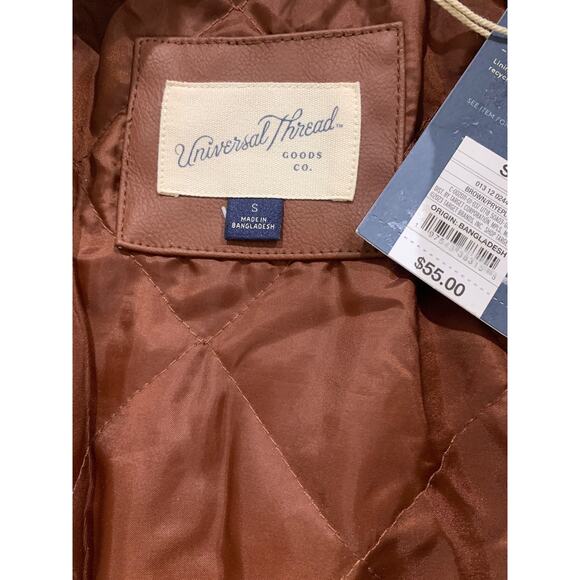 Faux Leather Moto Jacket Brown Sz Medium NWT Universal Thread - Picture 5 of 7